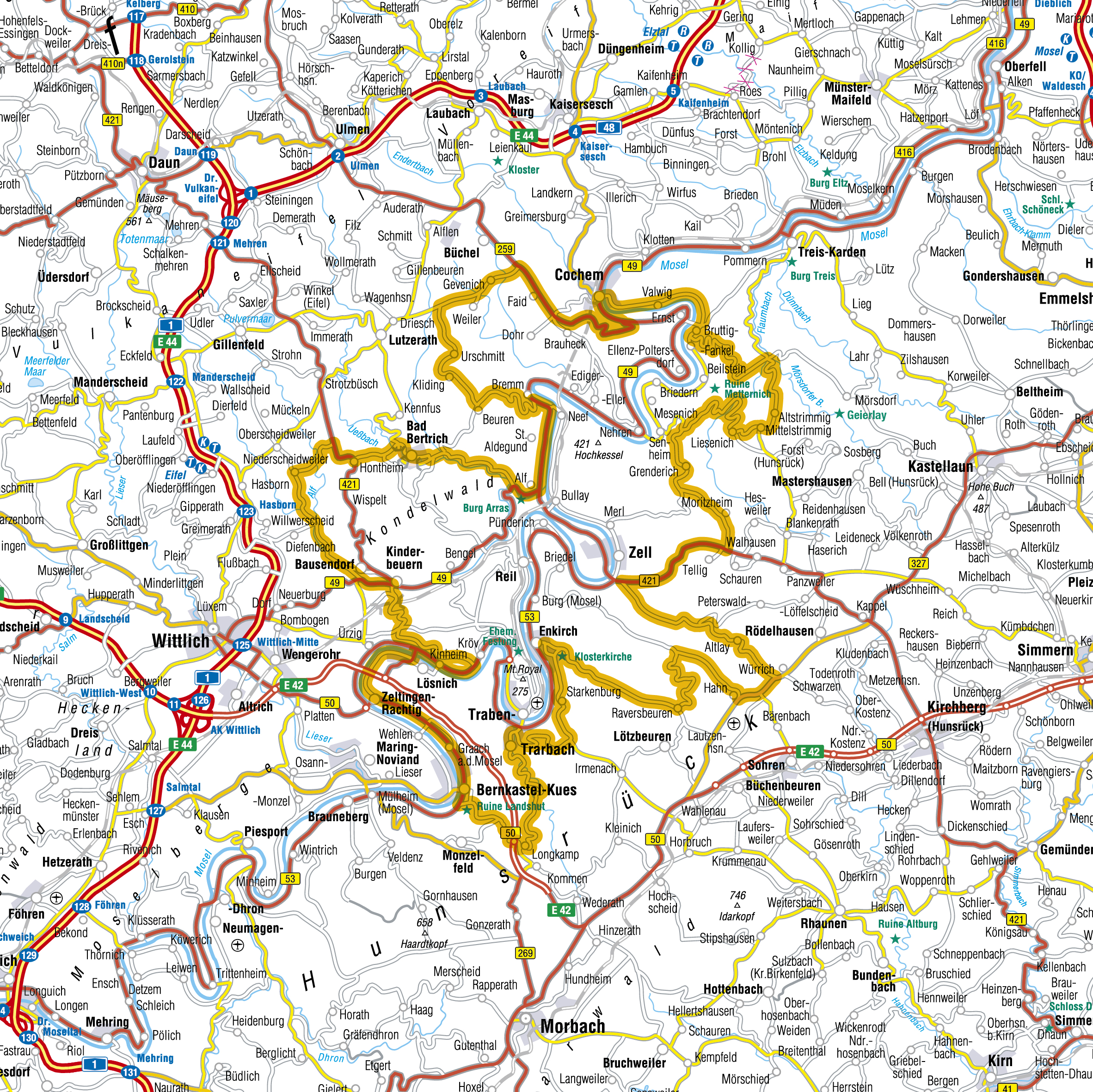 Karte Eifel Hunsrück Mosel Tour09