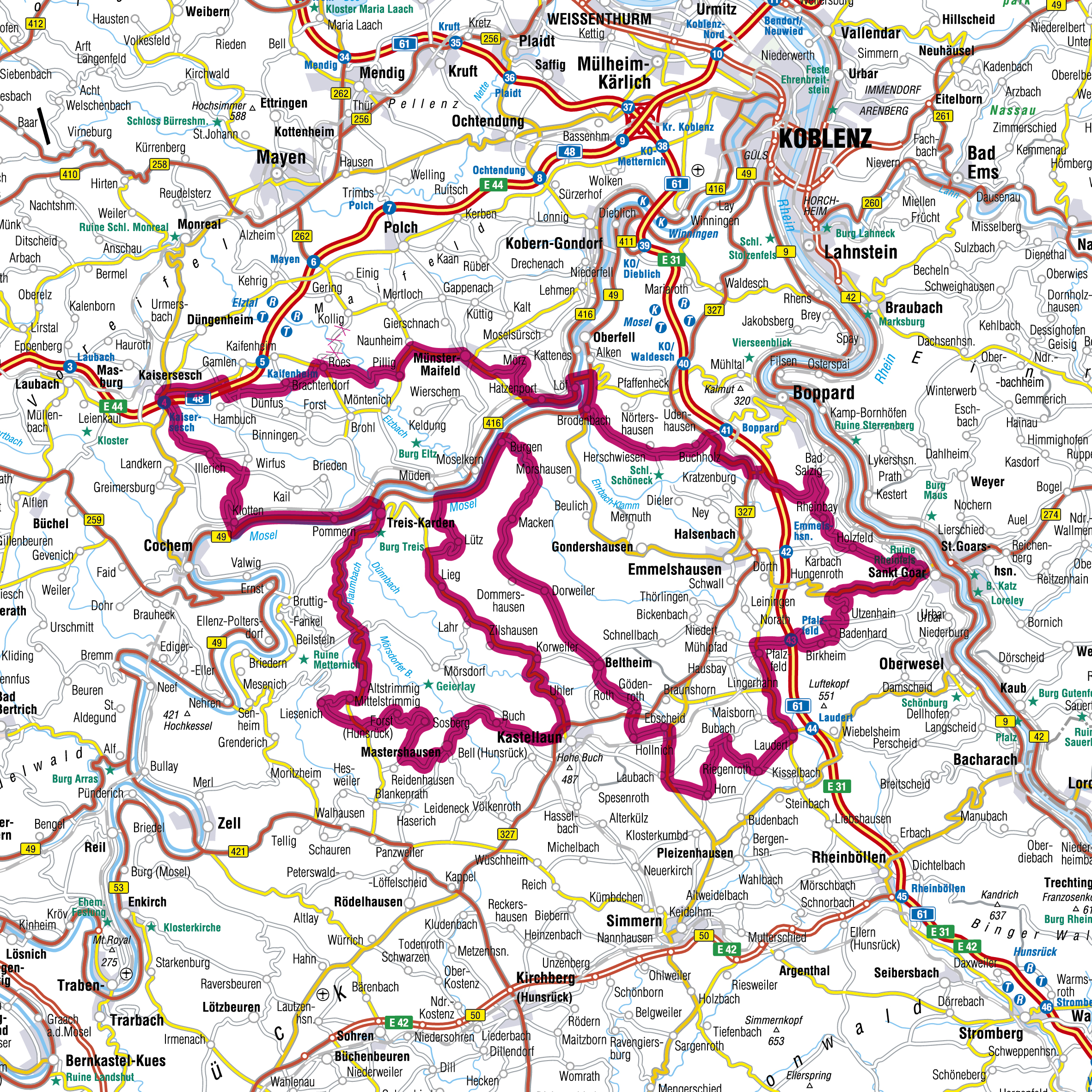 Karte Eifel Hunsrück Mosel Tour10