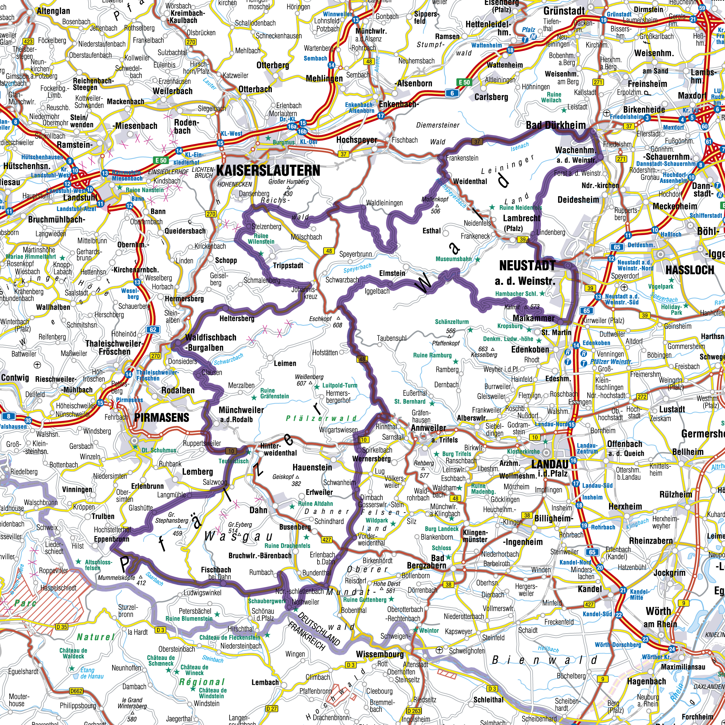 Karte Eifel Hunsrück Mosel Tour18