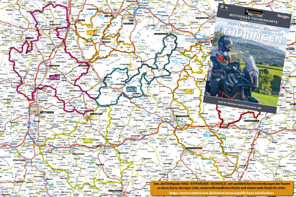 Motorradtourenkarte-Vom Harz bis zum  Thüringer Schiefergebirge -MOTORRADSTRASSEN-Ausgabe-3-2022