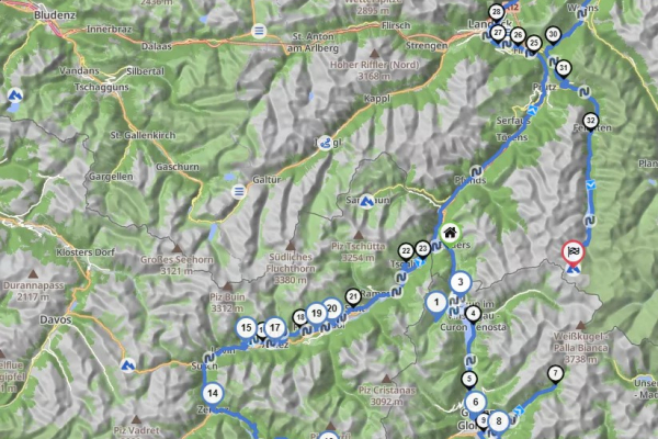 Motorradurlaub DOLOMITEN-TOUR 1 Dreiländertour (A-I-CH) © Kurviger.com