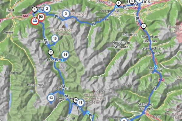 Motorradurlaub DOLOMITEN-TOUR 2 © Kurviger.com