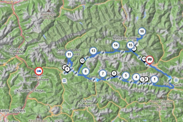 Motorradurlaub DOLOMITEN- TOUR 8 © Kurviger.com